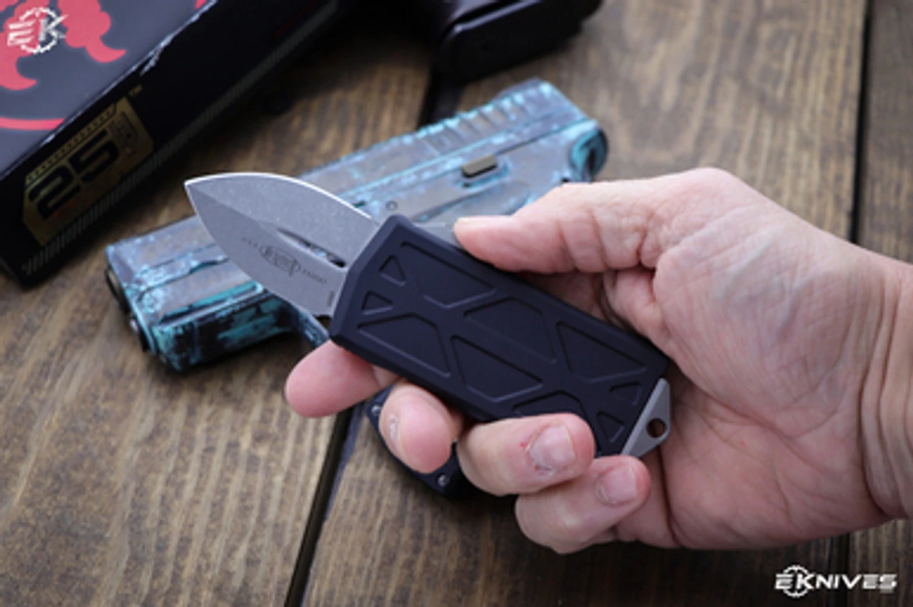 Microtech Exocet Money Clip OTF Automatic Knife 1.9" Stonewash Apocalyptic M390 157-10AP 4 Microtech Exocet Money Clip OTF Automatic Knife 1.9" Stonewash Apocalyptic M390 157-10AP - Image 2