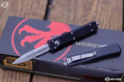 Microtech UTX-70 OTF Automatic Knife 2.4" Dagger Stonewash Serrated 147-11