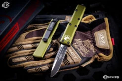 Microtech UTX-85 OD Green OTF Automatic Knife 3" Black Drop Point Serrated 231-2OD