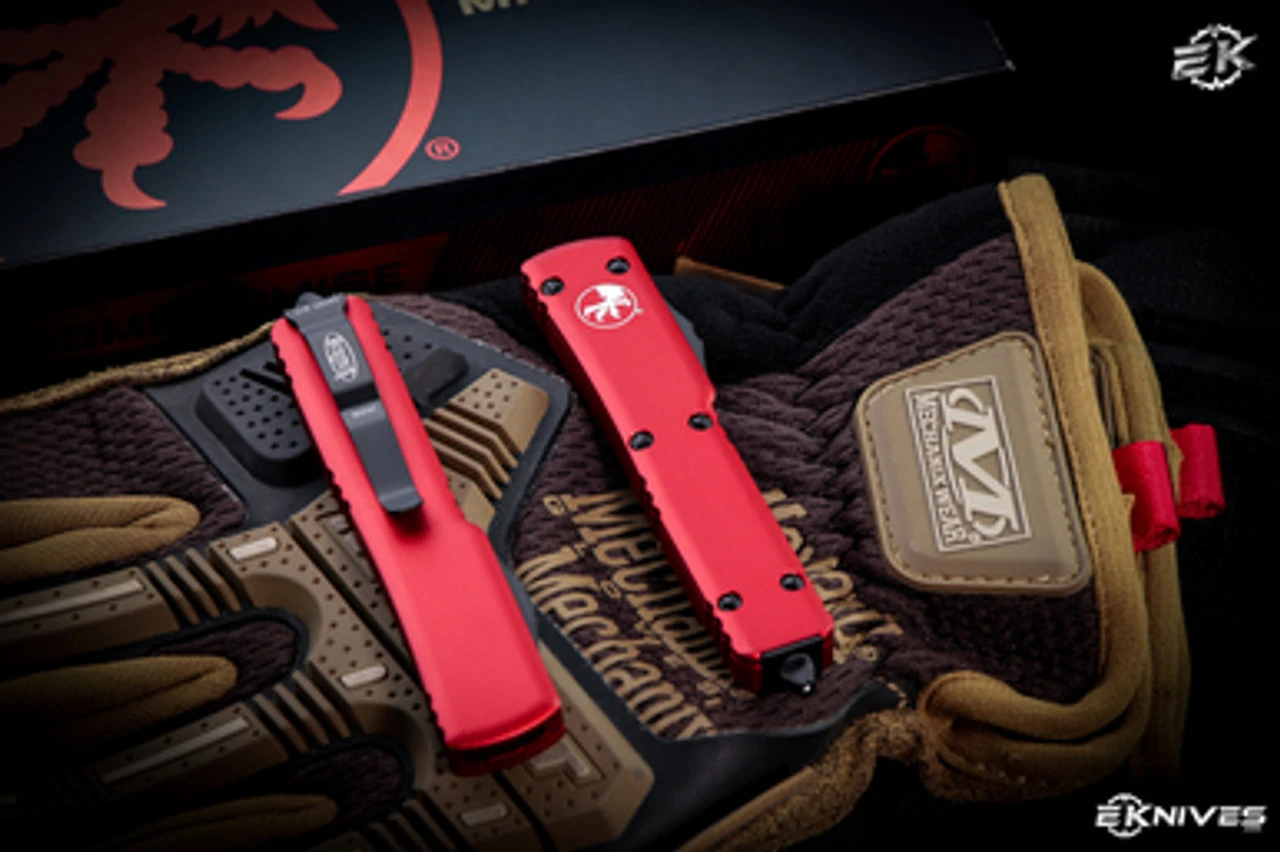 Microtech UTX-70 Red OTF Automatic D/E 2.4" Dagger Black 147-1RD 4 Microtech UTX-70 Red OTF Automatic D/E 2.4" Dagger Black 147-1RD - Image 2