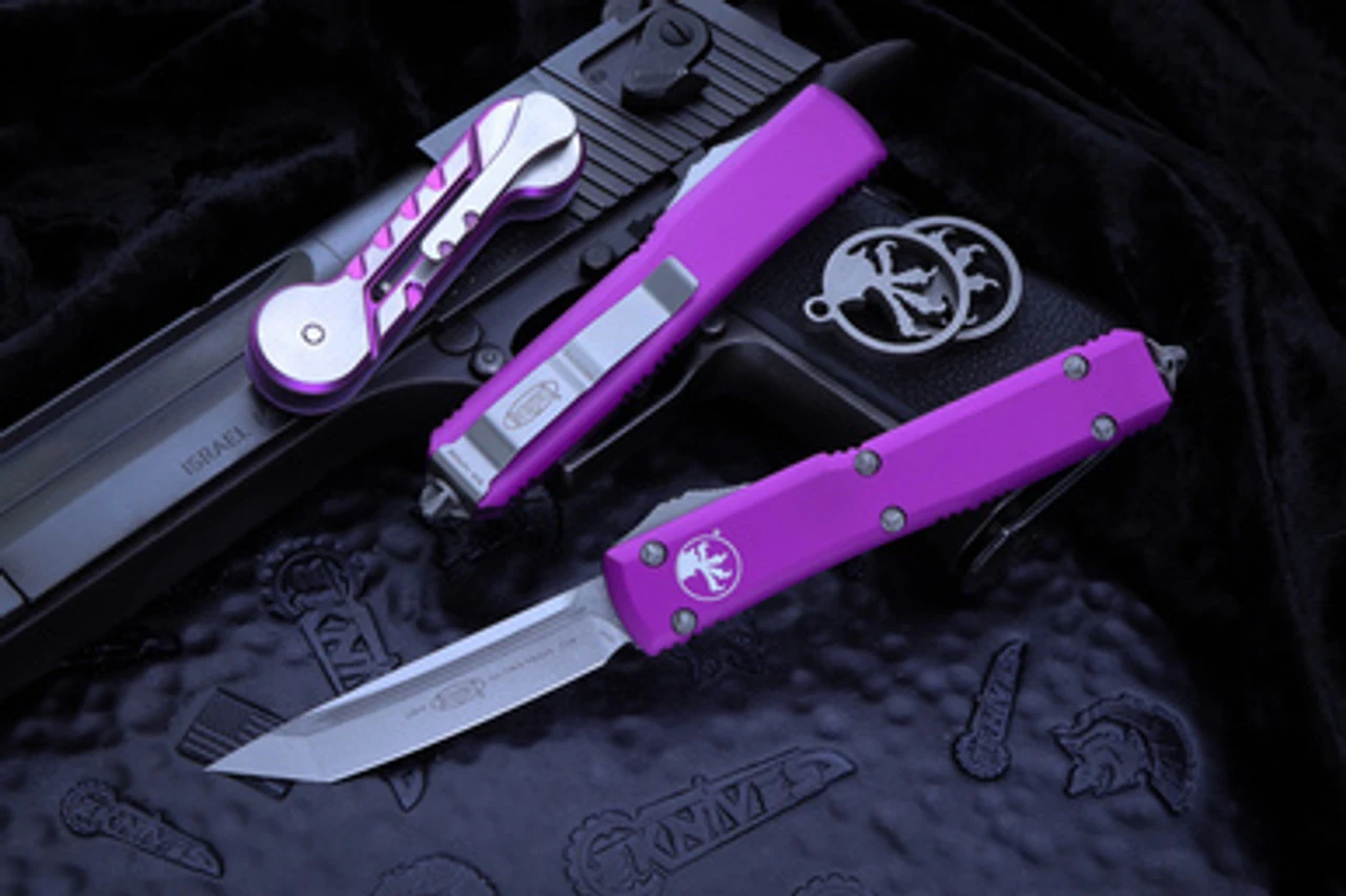 Microtech Ultratech OTF Automatic Knife Violet 3.4" Tanto Stonewash 123-10VI 3 Microtech Ultratech OTF Automatic Knife Violet 3.4" Tanto Stonewash 123-10VI