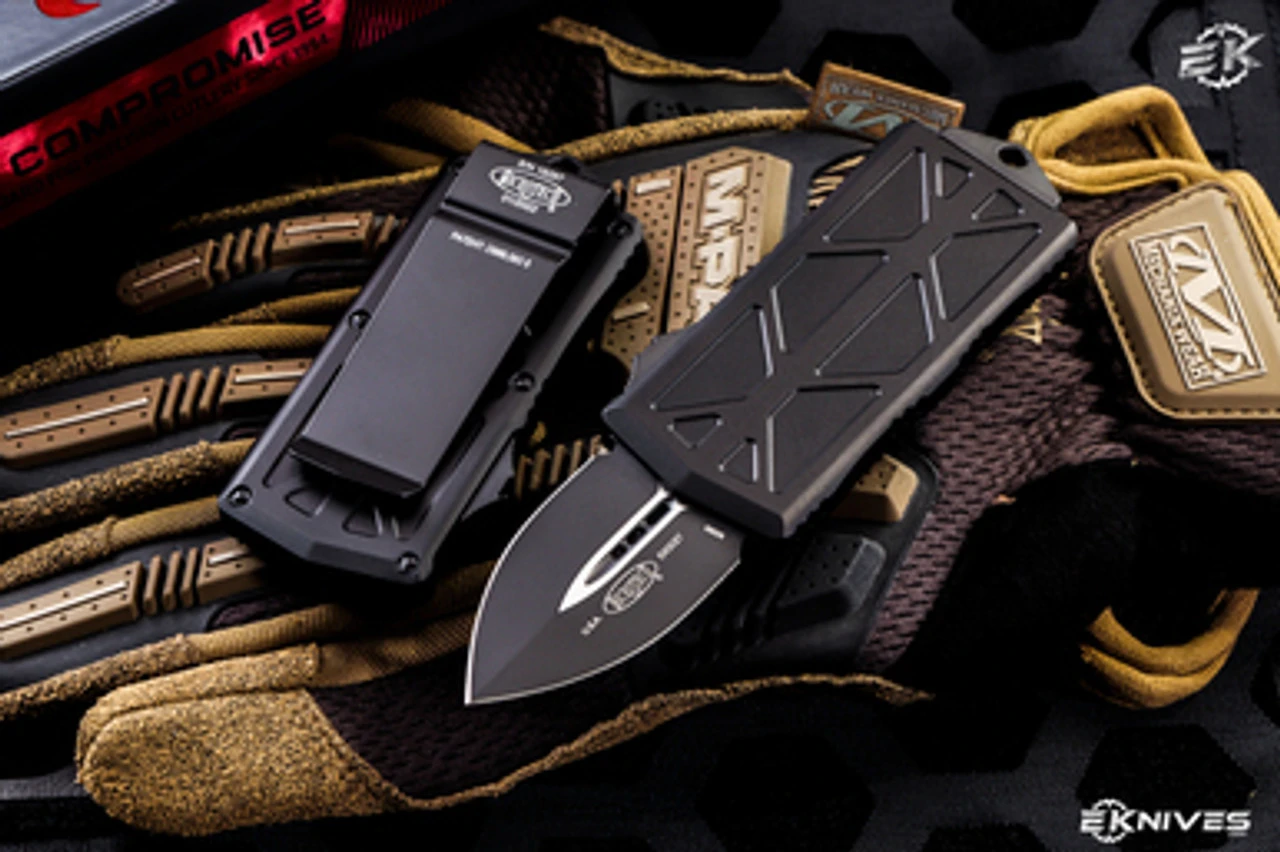 Microtech Exocet Money Clip OTF Black Knife Cali Legal 1.9" Black Dagger 157-1T 3 Microtech Exocet Money Clip OTF Black Knife Cali Legal 1.9" Black Dagger 157-1T